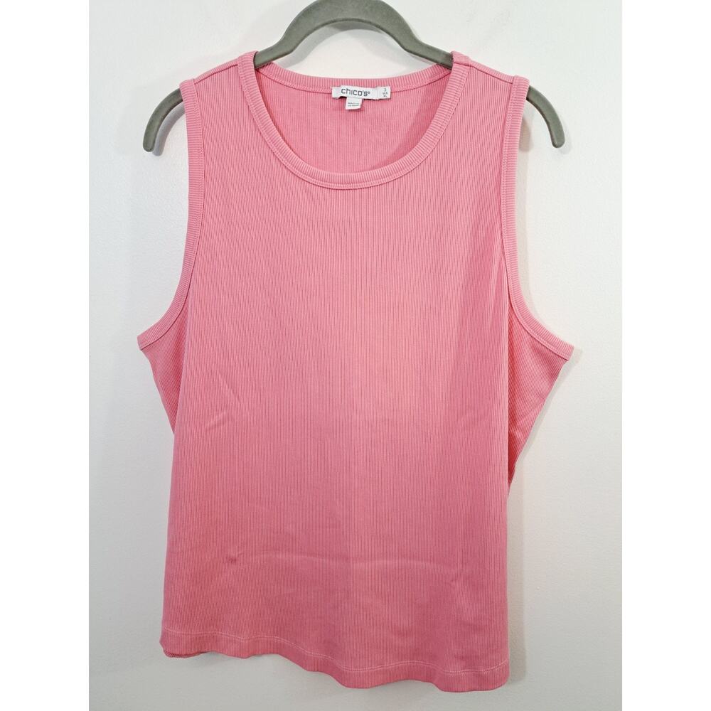 Chico's Women's Pink Ribbed Tanktop Shell In Size XL Classic Summer EUC